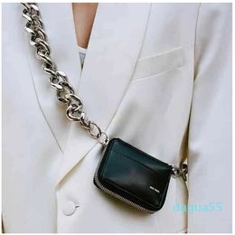 Mini Shoulder designer handbag crossbody Thick Chain Small Square Diagonal Women Pure Black Purse Trend wallet