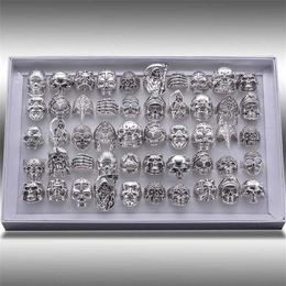 20pcs Skull Ring Punk Vintage Skeleton Rings Gold Black Mens Mixed Rings Jewelry Whole Lots Party Gift 2110123007