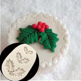 Baking Moulds Leaf Shape Silicone Mold Kitchen DIY Cake Decoration Fudge Biscuit Chocolate Christmas Holly 231019