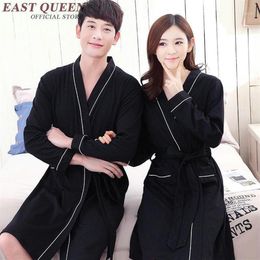 Men's Sleepwear Long Sleeve Male Robe Woman Unisex Bath Couples Bathrobe Solid Color Lovers M-4XL 2267 YQ1258N