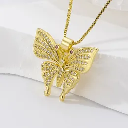 Chains Fashion Shiny Zircon Butterfly Necklace Clavicle Chain Pendant Jewellery For Ladies Gift