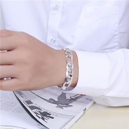 on 12M three simple hand chain - male 925 silver bracelet JSPB163 Beast gift men and women sterling silver plated Charm brac262M