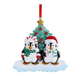 Christmas Decorations Family Penguin Ornament Resin Personalized Home Xmas Tree Decoration Room Decor I0829 Jj 10.11 Drop Delivery G Dhmu9