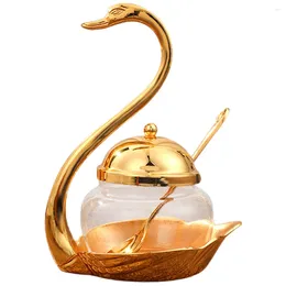 Dinnerware Sets Sugar Bowl Spice Jar Swan Container Seasoning Glass Containers Creative Canister Coffee Dispenser Kitchen Salt