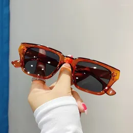 Sunglasses Female Women 2023 Fashion Vintage Brand Small Square Sun Glasses Brown Eyewear Men Retro Travel Shades UV400