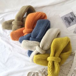 Scarves Wraps Korean Candy Colour Baby Scarf Knitted Wool Warm Cross Children'S Scarves Autumn Winter Toddlers Kids Baby Boy Girl Snood Scarves 231020