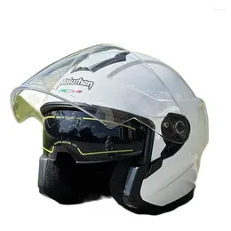 Motorcycle Helmets DOT Approved Original Bright White Double Lens Half Helmet Racing Kids Unisex Summer Capacete Casco