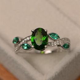 Oval Emerald Gemstone Ring Women's Light Luxury Lace with Diamond Original Design S925 Sterling Silver Ladies Fashion Wild Ri338h