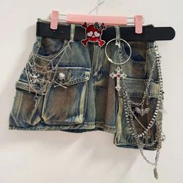 Skirts Sexy Short Punk Gothic Harajuku Skull Skirt Clothes Y2k Fashion Cross