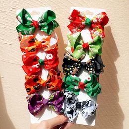 Hair Accessories 10Pcs/Set Halloween Christmas Born Bow Clips Baby Girl Fashion Holiday Party Wholesale