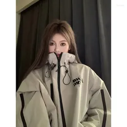 Women's Jackets QWEEK Vintage Windbreaker Jackes Women Korean Autumn Outerwear Oversize Track Jacket Techwear Streetwear Harajuku Fashion