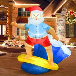 Christmas Decorations OurWarm 6-foot inflatable outdoor surfing Santa Claus decoration with giant blown LED lights for Christmas outdoor decoration x1020