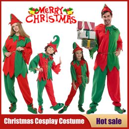 Cosplay Christmas Santa Claus Costume Family Elf Clown Cosplay Set Carnival Party New Year Performance Xmas Dress for Adult Kids Gift