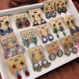 10 pairs retro Bohemian eardrop Jewellery Lots folk style exaggerated long tassel earrings flowers Leaf Heart earrings dangler Jewel2187