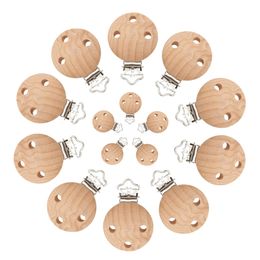Teethers Toys Mabochewing 50pcs 30mm 35mm Round Hard Beech Wood Clips Baby Teething Pacifier Dummy Chain Holder Infant Mobile Clip Making 231020