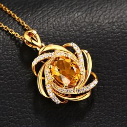Chokers Fashion gold plated gemstone Flower Necklace wedding jewelry engagement necklaces for women Zircon Pendant anniversary gift 231020
