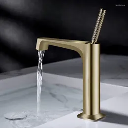 Bathroom Sink Faucets Basin Faucet Single Lever And Cold Copper Brush Gold Handle High Quality Mixer