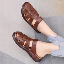 Slippers Women 2023 Ladies Summer Soft Genuine Leather Shoes Female Wedge Heels Fashion Mules Platform Comfortable Slide