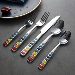 Dinnerware Sets Steel Set Fork Spoon Christmas Silverware Colourful Gift Tea Cutlery Luxury Table Knife Tableware Dinner