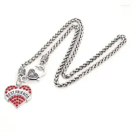 Pendant Necklaces Drop Selling Rhodium Plated Zinc Studded With Sparkling Crystals FRIENDS Heart Wheat Chain Necklace