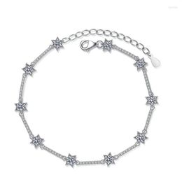 Moissanite Charm Bracelets Silver Bracelet With Ten Diamonds And A Six-pointed Star Jewellery Fawn222213