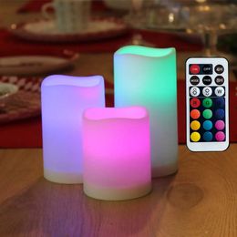 Other Event Party Supplies WRalwaysLX Flameless Colour Changing LED Candles with Remote Control 3 Pack Powered by 3AAA BatteriesEXCL 231019
