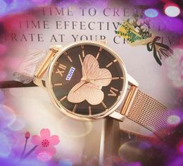 Small 3D Bee Dial Quartz Battery Watch Women Stainless Steel Mesh Belt Bracelet Rose Gold Silver Colour Ultra Thin Top Model Famous Wristwatch Gifts