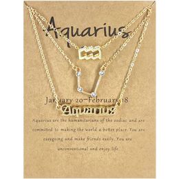 The Twelve Signs Of The Alphabet Symbols Set Diamond Three-piece Necklace Collarbone Chain236f