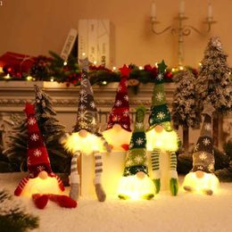 Christmas Decorations Christmas Pendant Dwarf Decoration Christmas Dwarf Plush with LED Glow Face Long Leg Doll Christmas Decoration Outdoor Decoration x1020