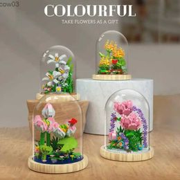 Blocks 2/3PCS Assembly Of Building Blocks Creative Gift Surprise And Romantic Rose And Chrysanthemum Potted Bouquet R231020