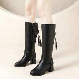 Boots Fringed Zipper for Women 2023 Winter Warm Women's Comfortable Midheeled Female Rider Zapatos De Mujer 231019