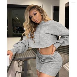 Work Dresses Streetwear Fall 2023 Sexy Hooded Strappy Solid Colour Skirt Suit Women Outfits Matching Sets Hoodies Sweatsuit Ladies Tracksuit