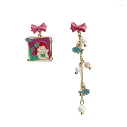 Stud Earrings 10 Pair /lot Fashion Jewelry Metal Enamel Fish Mermaid For Women