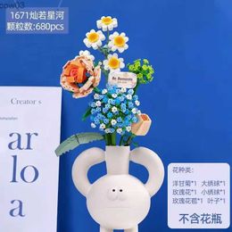Blocks Building Block Bouquet Model Toy Home Decoration Plant Potted Chrysanthemum Rose Flower Assembly Brick Girl Toy Child Gift R231020