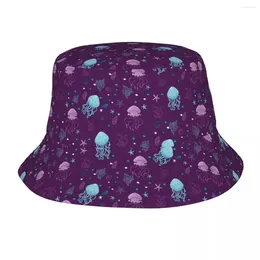 Berets Custom Jellyfish Cartoon Bucket Hats Men Women Outdoor Sun Summer Fisherman Cap