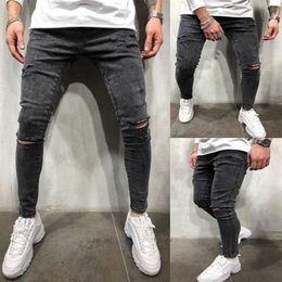 Mens Stretch Destroyed Jeans Fashion Skinny Ripped Design Jeans For Men Brand New Hip Hop Denim Trousers Male Pencil Pants 3XL294S