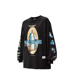 T-shirts Inf Men's Wear | Madonna of Religion Printed Long Sleeve T-shirt 2023 Autumn/winter New Fashion Brand Loose Topuihh0A71