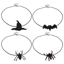 Pendant Necklaces Punk Bat Charm Necklace Halloween Spiders Clavicle Chain