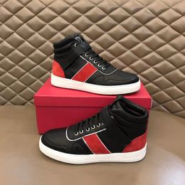 New High Top Men Gancini Sneakers Shoes Rubber Sole Lace-up Man Skateboard Walking Calfskin Leather Outdoor Brands Footwear EU38-46 06