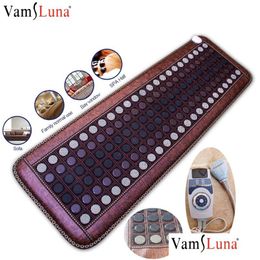 Back Massager Masr Far Infrared Heating Jade Mat Stones Tourmaline Pad Therapy Heat Pad- Mesh Mattress Adjustable Timer Temperature Dhgcy