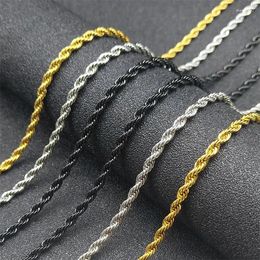 Chains Fried Dough Twists Chain Necklace For Women Men Stainless Steel Gold Silver Black Colour Creative Link Choker Jewellery Accessories