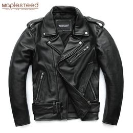 Men's Leather Faux Leather MAPLESTEED Classical Motorcycle Jackets Men Leather Jacket 100% Natural Cowhide Thick Moto Jacket Winter Sleeve 61-69cm 8XL M192 231020