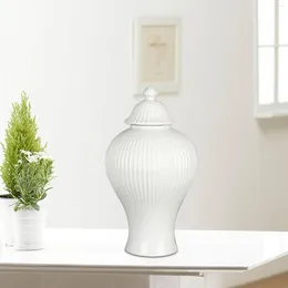 Storage Bottles Ceramic Ginger Jar Decorative With Lid Vase Table Centerpiece