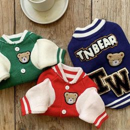 Dog Apparel Baseball Uniforms Cute Sweater Winter Warm Pet Clothes For Small Medium Dogs Cartoon Bear Coats Ropa Perro