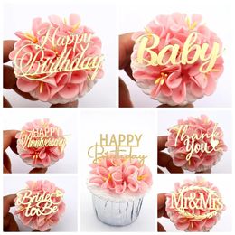 Other Event Party Supplies 3pcs Pack Happy Birthday Mr Mrs Baby Girl Thank You Cake Topper for Decorations 231019