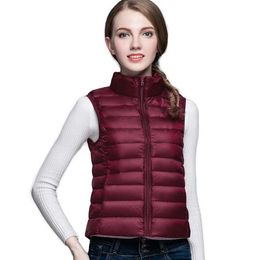 Winter women solid vest sleeveless jacket Classic Feather Casual bodywarmer Vests plus size S-XXXLshiny 10WN8H