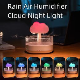 Steamer 2023 Rain Cloud Night Light Humidifier With Raining Water Drop Sound And 7 Colour Led Essential Oil Diffuser Aromatherapy 231020