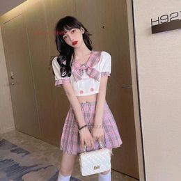 Clothing Sets 2023 Girl Jk Uniform Daily Two-piece Set Japanese Korean College Style School Costume Suit Blouse High Waist Hip Skirt