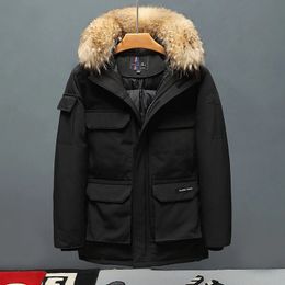 Men's Vests Men Black Duck Down Coats Hooded Fur Collar Winter Long Jackets Quality Male Outdoor Windproof Warm Casual 4 231020