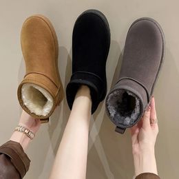 Boots Snow Boot Style Short Mini Winter Sheepskin Boots Women Waterproof Natural Wool Ankle Boots Fur Lined Ankle Warm Flat Shoes 231019